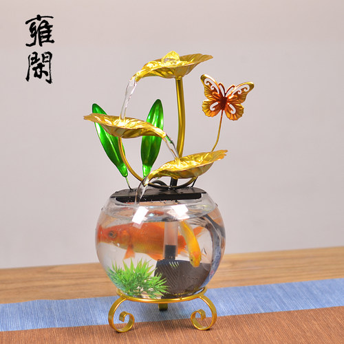 小型鱼缸流水摆件循环水招财家居客厅办M公室桌面装饰开业礼品