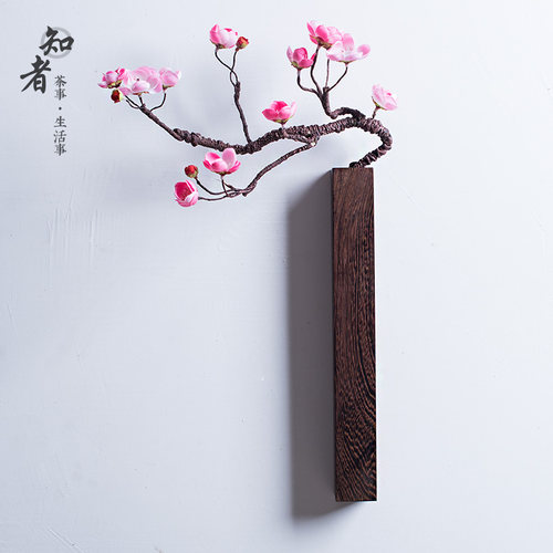 雅寂鸡翅木壁挂花插 中式文房墙面装饰实木花器 茶V楼书房茶禅挂