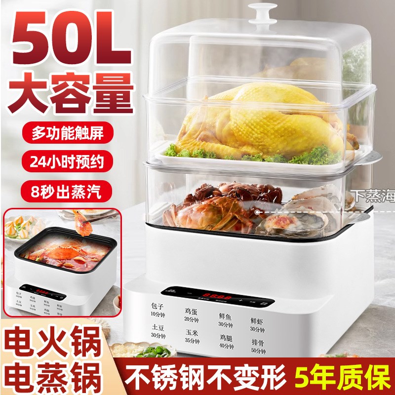 多功能炖蒸煮家用蒸箱早餐机蒸笼一体三层火锅小多层电蒸锅新款