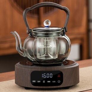 带遥控电陶炉1600瓦煮茶炉蒸煮茶壶套装加厚耐高温W高硼硅无铅玻