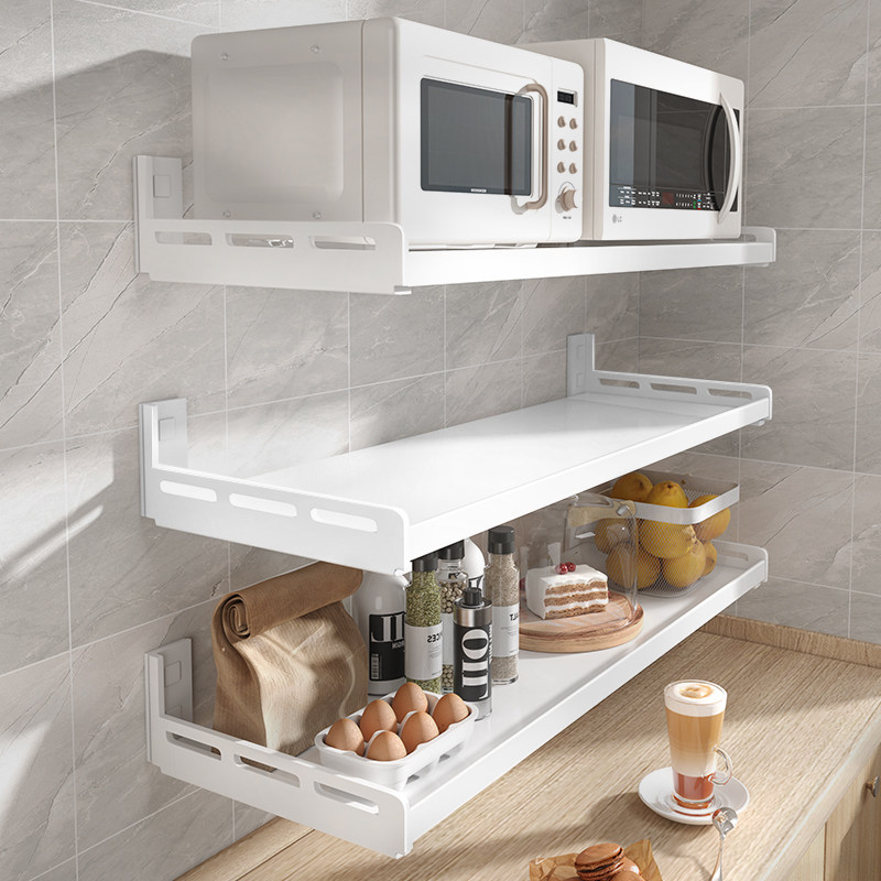 厨房置物架免打孔壁挂式调味料y上墙用品大全家用白色多功能收纳