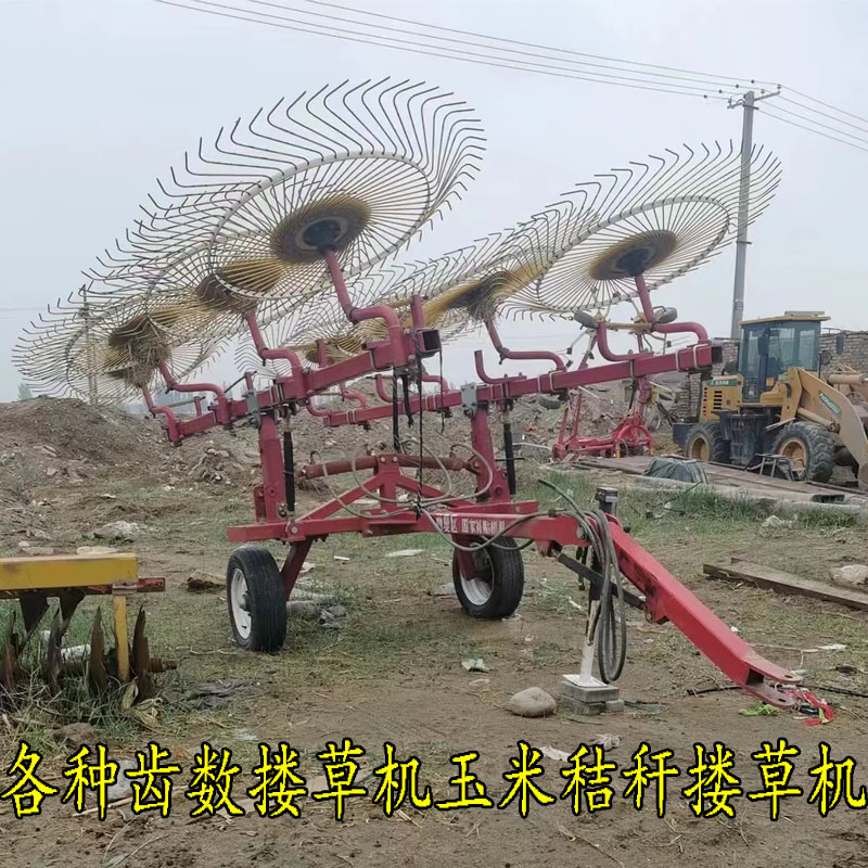 新款搂草机三盘 四盘搂草机搂地耙H子 玉米秸秆 地膜搂草机
