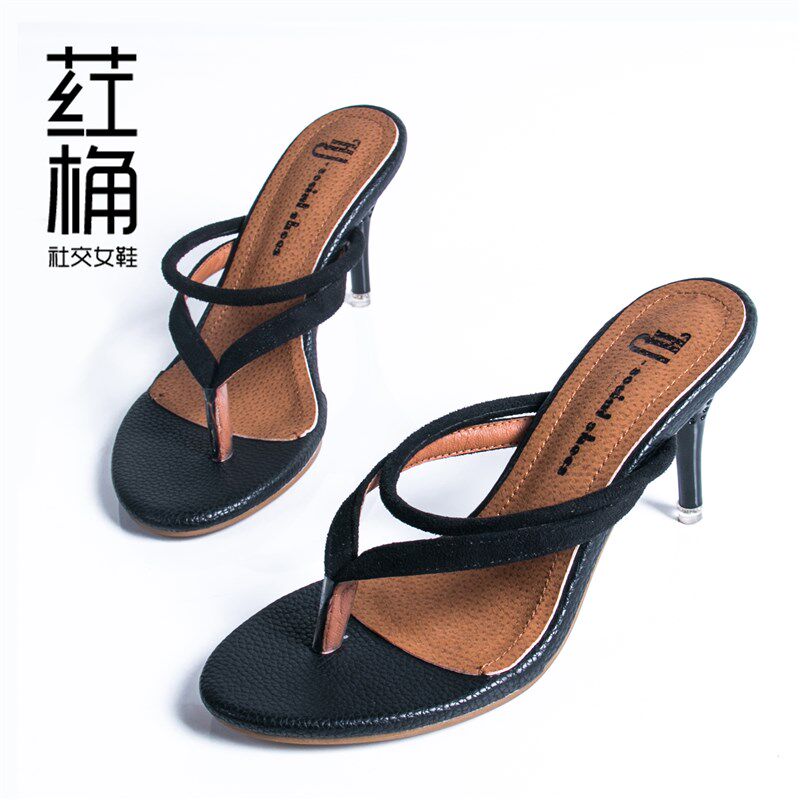 夹脚凉鞋女夏简约新款韩版夹趾高跟女凉拖两穿人字X拖鞋细跟女鞋