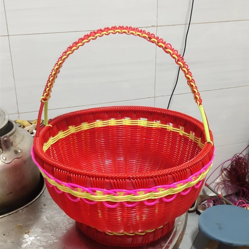 纯手工编织篮子购物仿藤条大号提菜篮传统水果篮T野餐篮包邮收纳