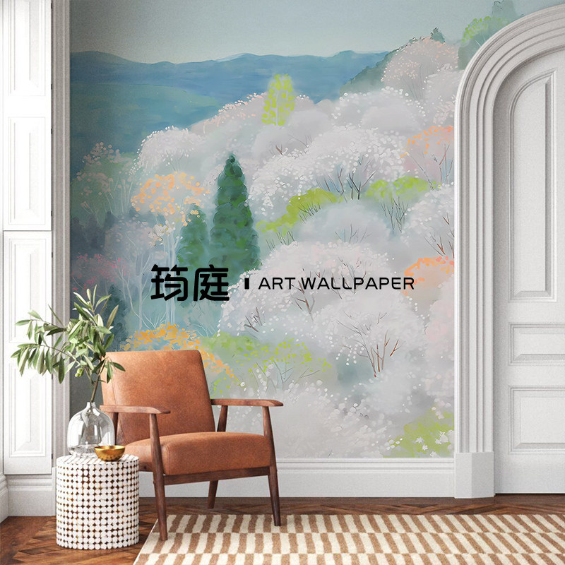 森林小清新壁纸现代简约墙纸床头卧室客厅壁布背景墙定制壁画墙布,家装主材,定制壁画,淘宝优惠券,粉丝福利购,淘宝优惠卷