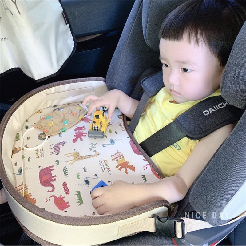 韩国ins汽车婴儿安全座椅托盘儿童防K水推车餐盘小桌板收纳桌