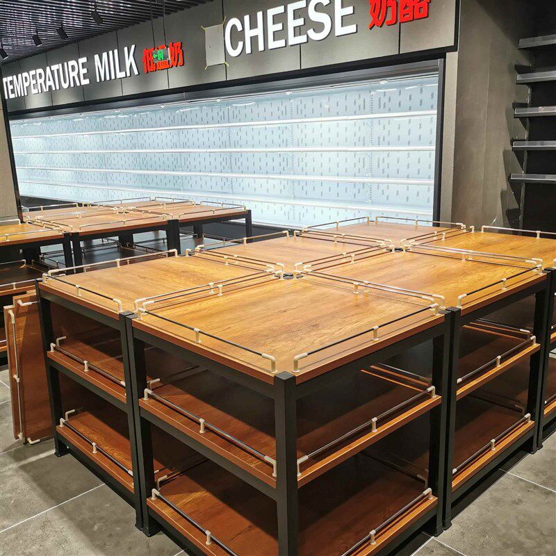 多规格超市货架便利店双面置物架商店食品柜文具店木质单面展示架