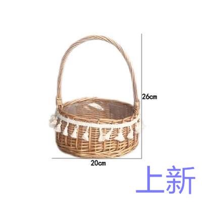 蕾丝迷你花瓣花篮编织藤编公花艺主篮插花花童手提婚礼撒花新款