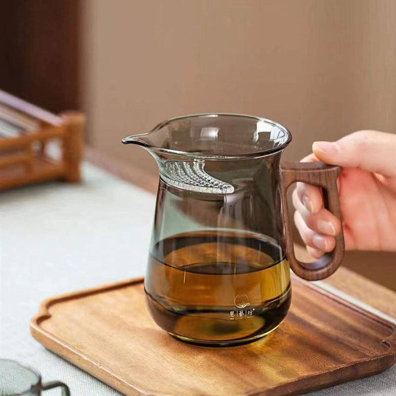 玻璃茶壶月牙过滤茶水分离家w用绿茶杯泡茶器耐高温茶具套装公道