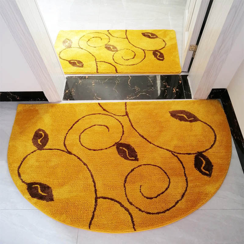 半圆形金黄色门口进门地垫门垫浴室防滑吸水脚垫卧室可机洗长地毯