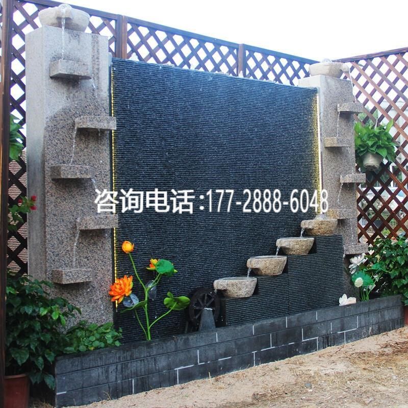 大型流水喷泉庭院瀑布水景公司屏风别墅K鱼池石材水幕墙水景观摆