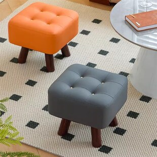 皮艺小凳子换鞋凳k门口沙发脚踏凳茶几小矮凳小椅子软包实木小板