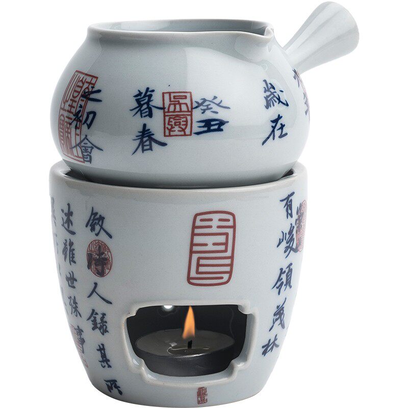 陶迷温茶公道杯套装家用陶瓷侧把分茶器青L花瓷煮茶功夫茶具配件