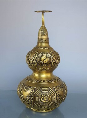 纯铜葫芦摆件铜百福开口铜葫芦家居招财L进宝辟火龙瓶摆设工艺品