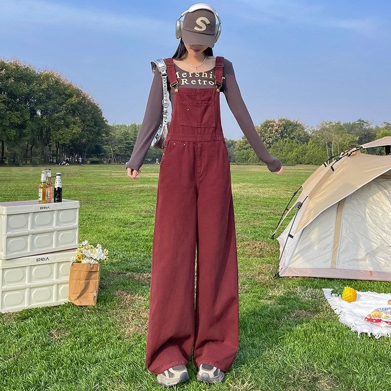 牛仔阔腿背带裤女春秋季新款宽松韩版显瘦慵懒风潮流减龄连体长裤,女装/女士精品,牛仔裤,淘宝优惠券,粉丝福利购,淘宝优惠卷