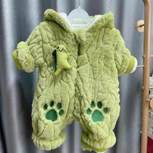 男外出爬服棉衣宝l宝连体衣秋冬季加棉加厚加绒婴幼儿哈衣卡通可