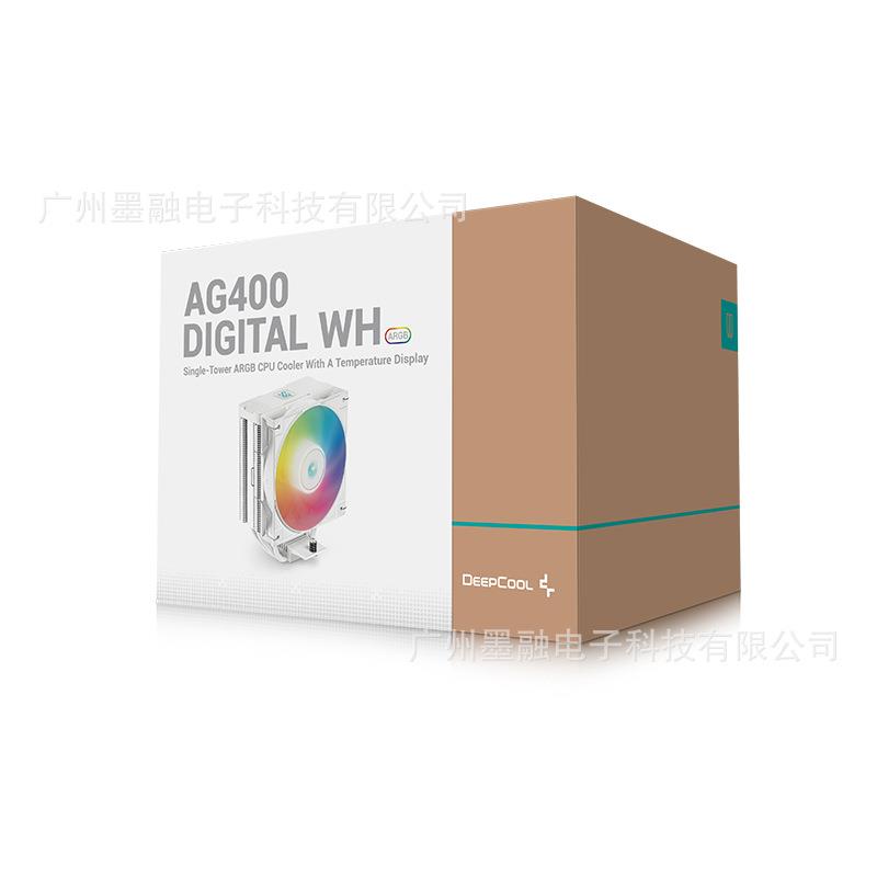 九州风神AG400白数显版CPU散热器12cm温控风扇ARGB灯效数字显示