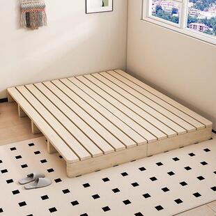 日式床榻榻米折叠床双人卧室架木板床出租房落地式骨架实木