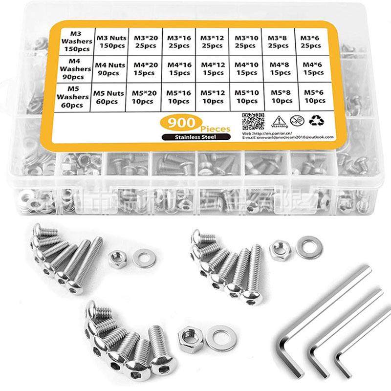 跨境货源900pcs盒装螺丝304不锈钢圆头内六角螺钉配螺母平垫套装,鲜花速递/花卉仿真/绿植园艺,割草机/草坪机,淘宝优惠券,粉丝福利购,淘宝优惠卷