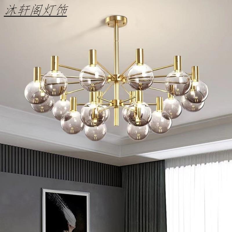 北欧客厅灯后现代轻奢全铜吊灯简约现代大气魔豆个性餐厅卧室灯具