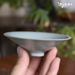 清凉寺原矿原产地汝瓷q 赵艳林 仿古釉 全手工薄胎斗笠杯 茶杯