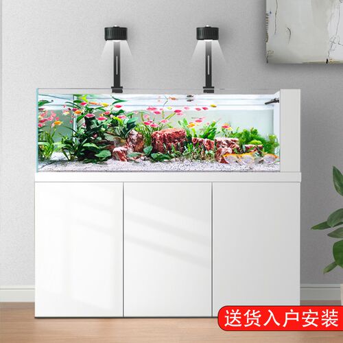 新款溪流缸野采造景侧溢生v态鱼缸客厅落地靠墙办公室底滤水族箱