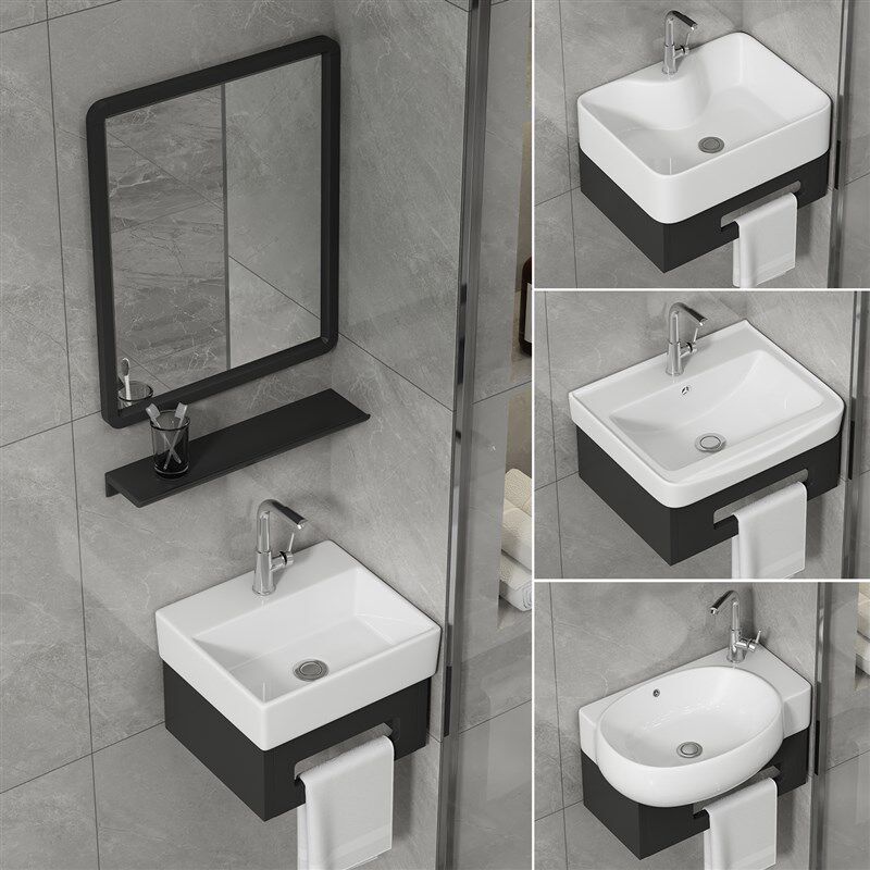 小尺寸挂墙式洗手盆卫生间v洗脸盆陶瓷一体阳台洗漱池加厚支架防