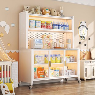 婴儿用品喂养f台收纳柜宝宝玩具奶粉整理储物柜落地防尘多层置物