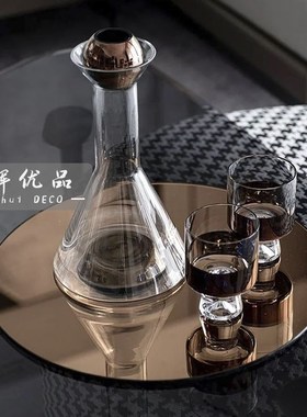 现代简约样板房售楼处酒具水壶A托盘套装客厅茶几餐厅吧台软装饰