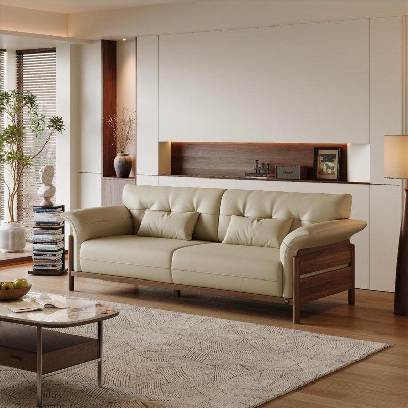 2025新款北美黑胡桃木沙发客厅接待洽谈会客现代简约实木直排沙发,住宅家具,实木沙发,淘宝优惠券,粉丝福利购,淘宝优惠卷