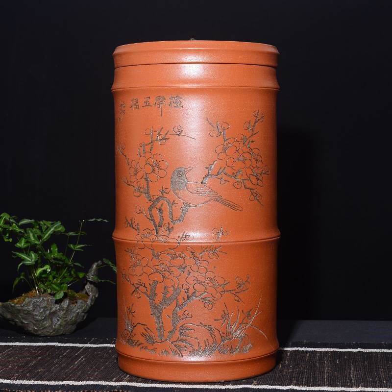 大号紫砂茶叶罐18饼手工普洱密封储存茶缸宜兴特大码散Z茶密封陶