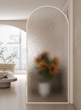 简约现代水波纹玻璃屏风隔断客厅遮挡玄关卫生间屏风门入户门装饰