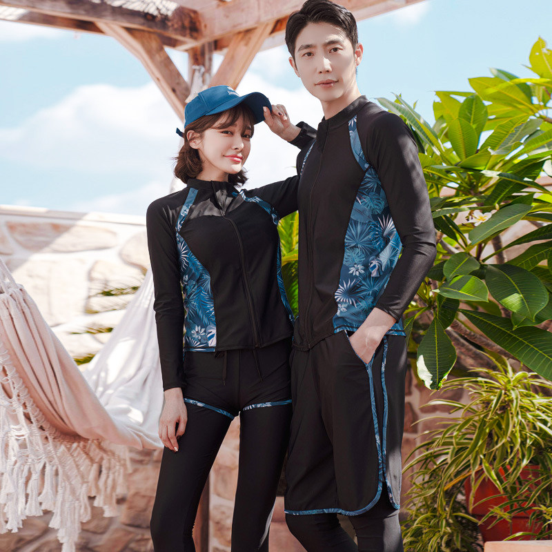 分体温泉泳衣女韩国防晒长袖遮肚显瘦保守浮潜衣冲浪Z潜水服大码