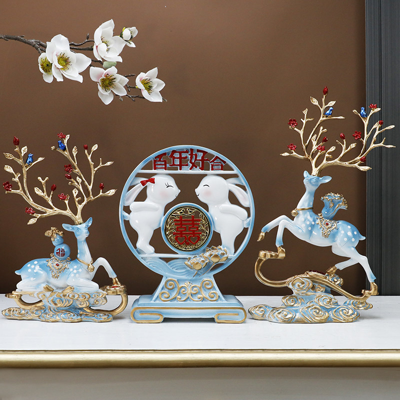 结婚礼物送新人情侣鹿摆件客厅装饰品订婚礼品送T闺蜜新娘高档实