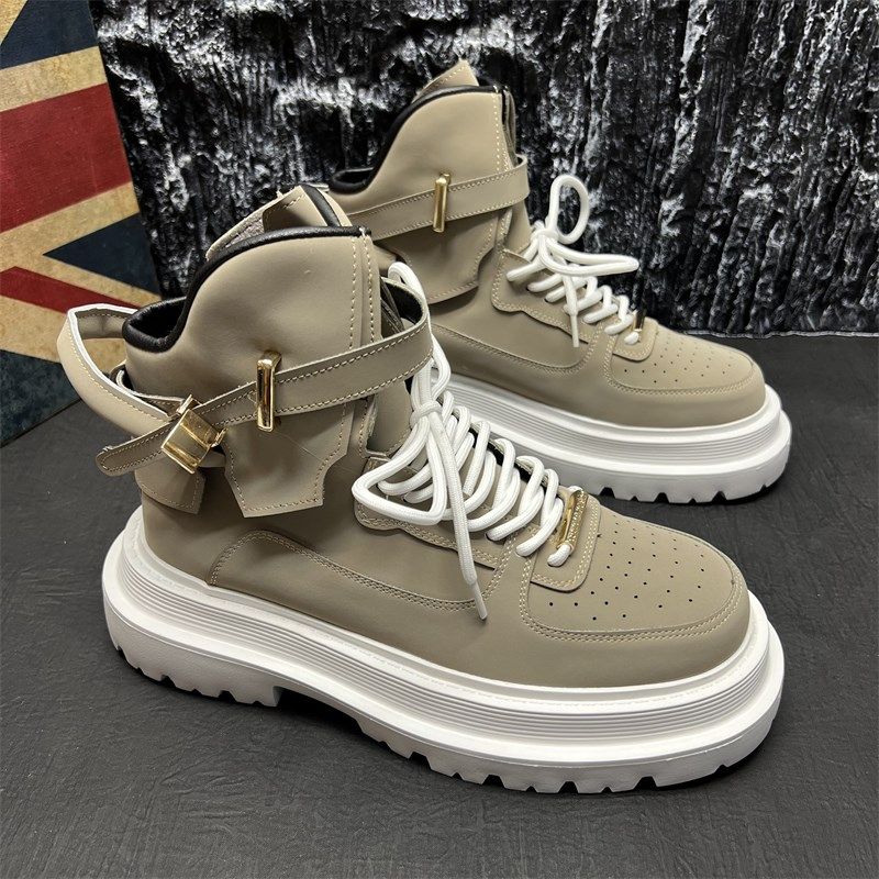2025男鞋秋冬高帮老爹鞋厚底增高白鞋轻底韩版百搭潮流板鞋网红鞋,流行男鞋,高帮鞋,淘宝优惠券,粉丝福利购,淘宝优惠卷