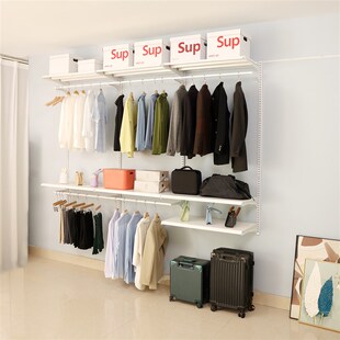 步入式衣帽间轨道上墙款壁挂出租房改造衣架金属衣V柜货架货架配