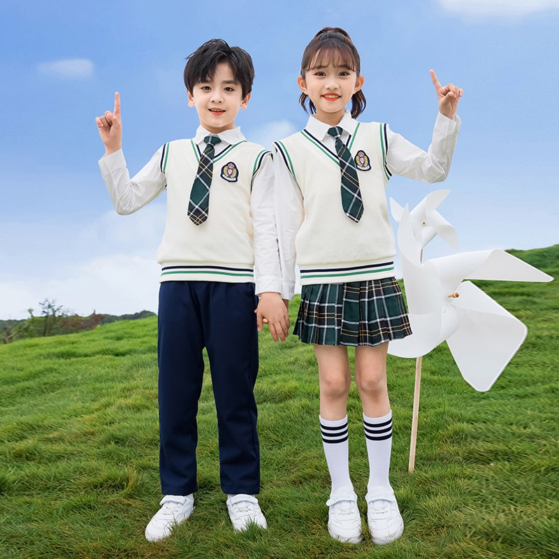 小学生校服春秋装套装英伦风幼儿园园服夏装班服儿V童演出表演合
