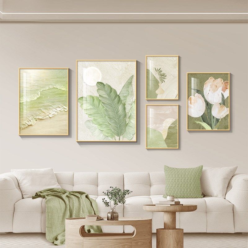 家大业大沙发背景墙装饰画小清新C绿植墙画客厅挂画原木风组合壁