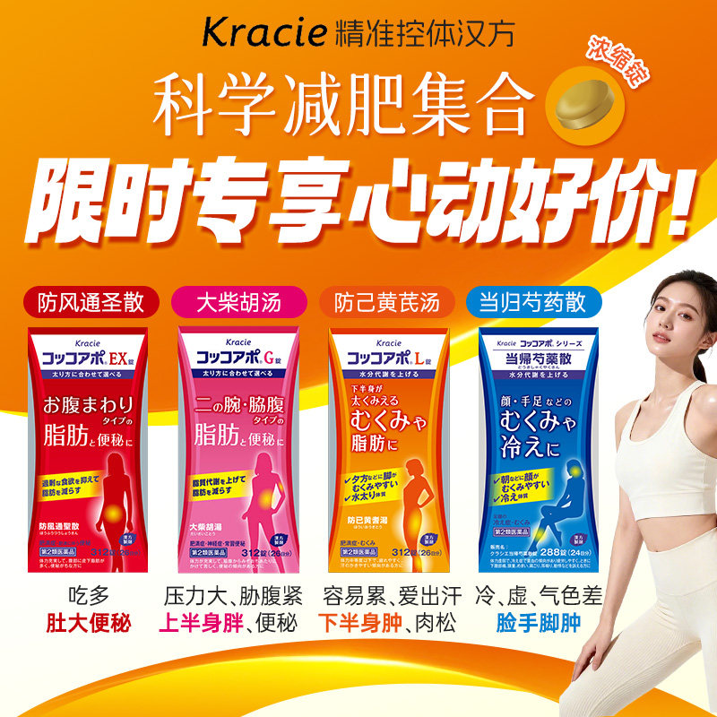 【减肥集合】kracie减肥药防风通圣散防己黄芪汤减脂瘦身客乐谐