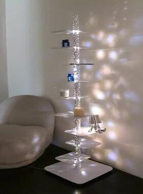 现代客厅意式极简卧室置物架书房高级氛围感灯新款光影书架落地灯