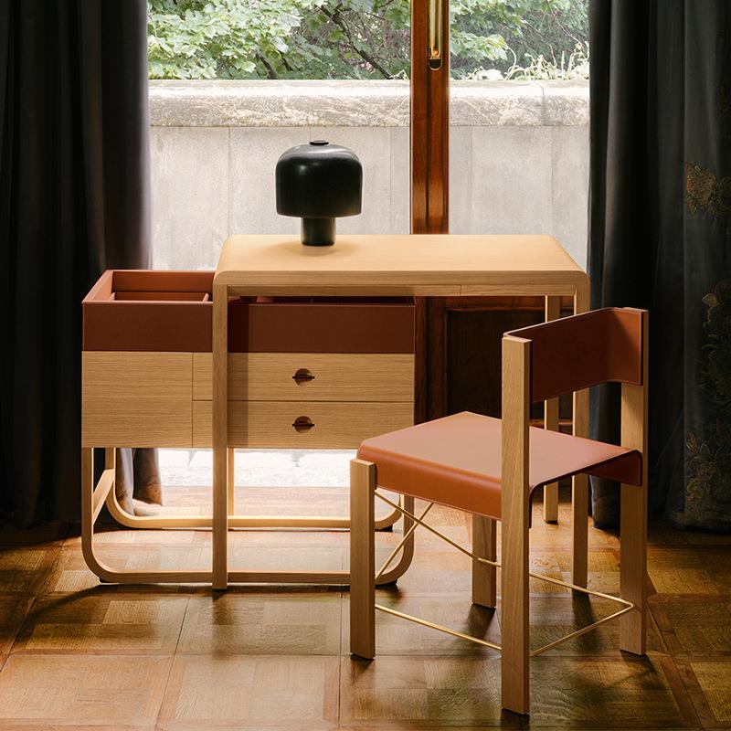 意式极简梳妆台轻奢设计师现代简约书桌收纳柜一体高档卧室家用