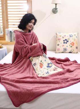 2025新款双面舒棉绒懒人被抱枕折叠45*45展开120*150花儿朵朵