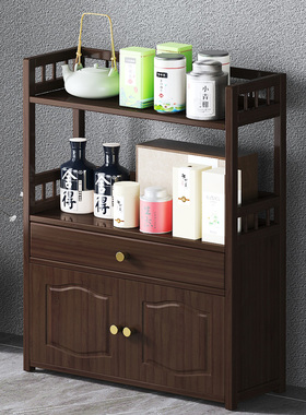中式茶柜置物架办公室茶水柜茶叶柜实木客厅茶边柜储Y物收纳小柜