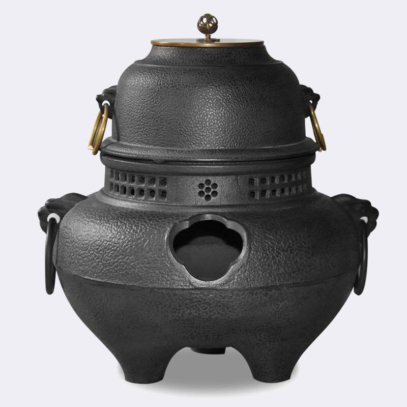 铸铁炉炭炉风釜茶炉m铁壶专用铸铁风炉保温炉鬼面风炉黑色大号火