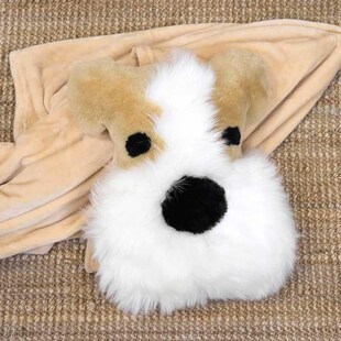 卡通雪纳瑞可爱两用抱枕被子盖毯动物狗午M睡多功能车载毛绒抱枕