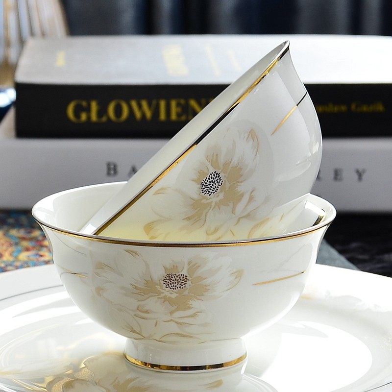 陶瓷碗碟套装家用10个唐山骨瓷餐具欧式新款吃饭碗盘子汤碗面碗筷,餐饮具,碗,淘宝优惠券,粉丝福利购,淘宝优惠卷