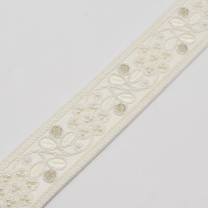 天河花边新款米白色窗帘刺绣蕾丝立织带边拼接6公公宽一米零新款