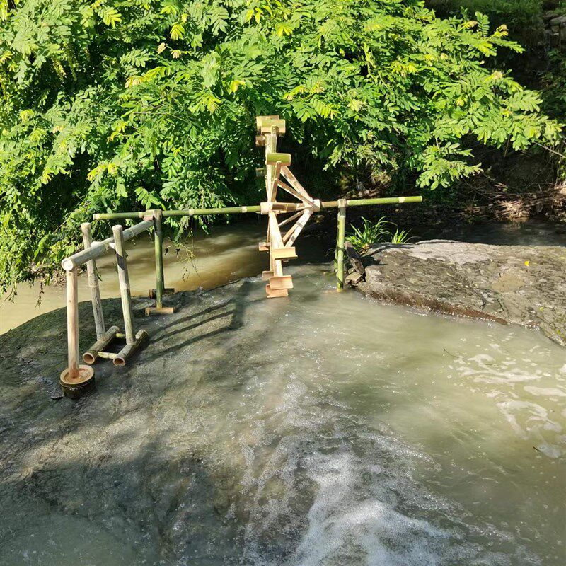 幼儿园竹子沙水玩具水车风车水轮转盘玩水玩具沙水池大小水车儿童