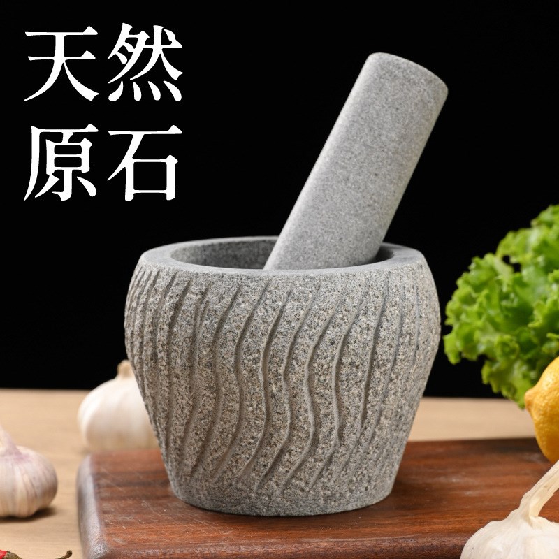手工雕刻b石臼青石雕花捣药罐研磨器捣碎家用商用天然石材石器工
