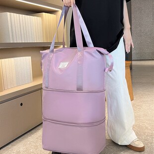 万向轮旅行收纳包带滑轮女大容量手提轻便折叠拉杆行李箱三层扩容